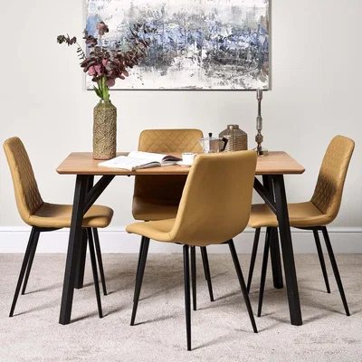 Woods Furniture Lutina 120cm Dining Table and 4 Ripley Dining Chairs - Mustard