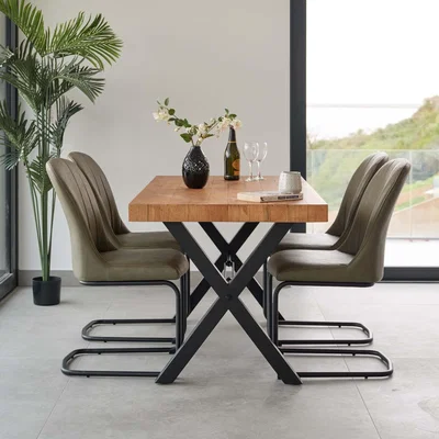 Woods Furniture Urban 150cm Dining Table with 4 Firenza Chairs in Green