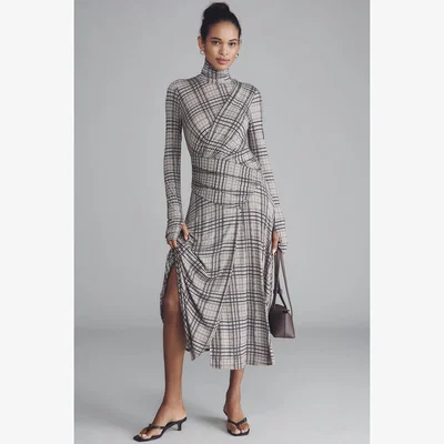 Anthropologie Hope for Flowers by Tracy Reese Plaid Jersey Wrap Dress