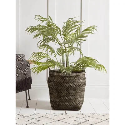 Cox and Cox NEW Greywashed Woven Bamboo Basket
