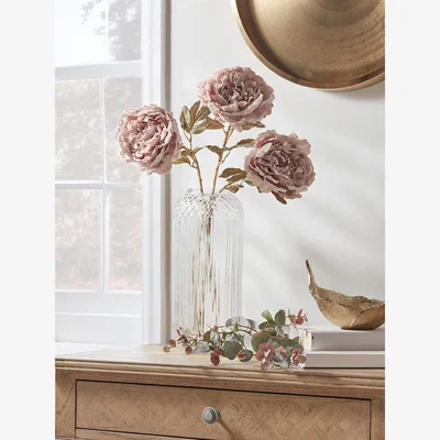 Cox and Cox Three Faux Peony Stems - Blush