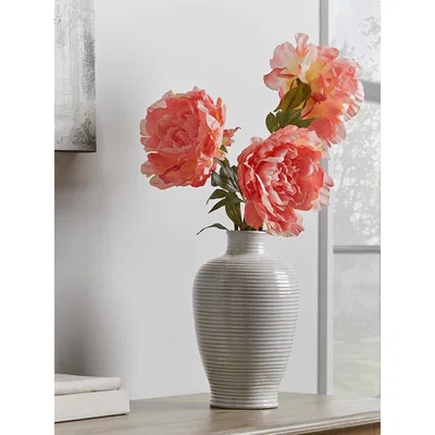 Cox and Cox Three Faux PeonyÂ Stems - Coral