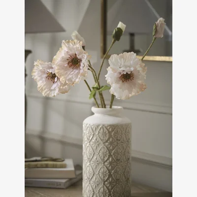 Cox and Cox Three Faux Poppy Stems - Soft Peach