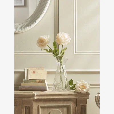 Cox and Cox Three Faux Rose Stems - Soft Peach