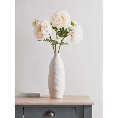 Cox and Cox Three Faux Peony Stems - Cream