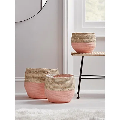 Cox and Cox Three Natural & Blush Two Tone Planters