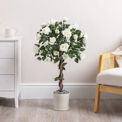 Christow Artificial White Rose Tree - 3ft & 4ft