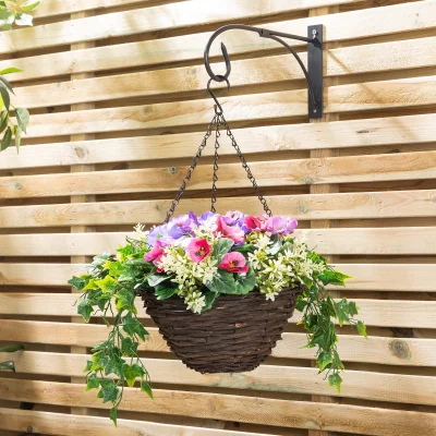 Christow Artificial Pansy Hanging Basket
