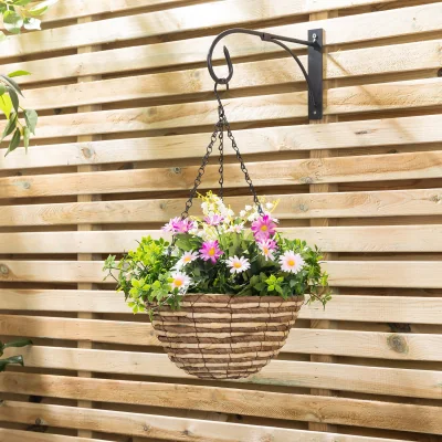 Christow Artificial Daisy Hanging Basket