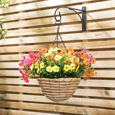 Christow Artificial Sweet Violet Hanging Basket