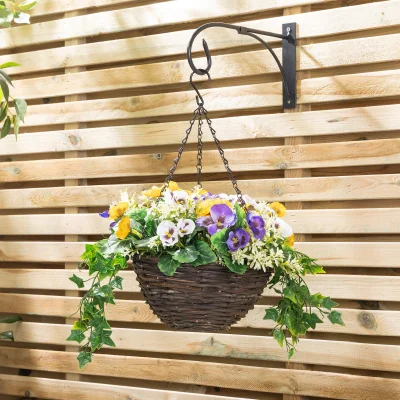 Christow Artificial Pansy Hanging Basket
