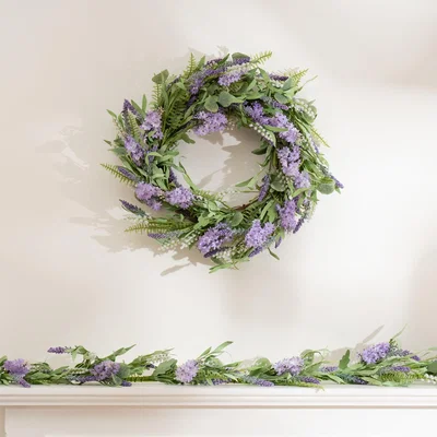 Dunelm Artificial Purple Hyacinth Eucalyptus & Lavender Wreath