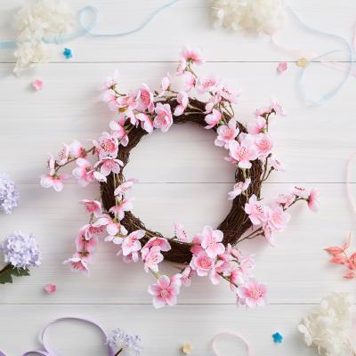 Dunelm Artificial Pink Blossom Wreath Pink