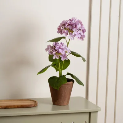 Dunelm Aritifical Hydrangea in Rustic Pot