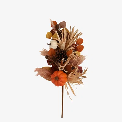 Dunelm Set of 2 Artificial Pumpkin & Pinecone Stem Orange