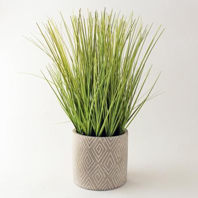 Dunelm Artificial Grass in Grey Zig Zag Pot Green