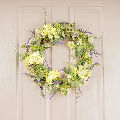 Dunelm Artificial Eucalyptus Lavender and Hydrangea Wreath Purple