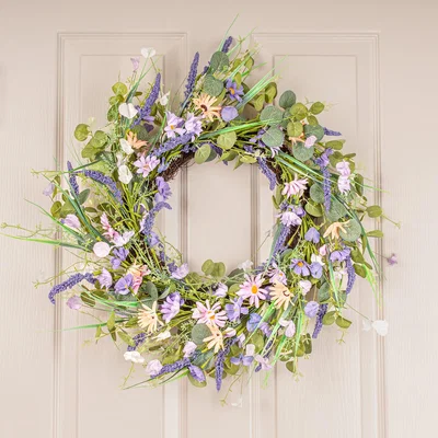 Dunelm Artificial Spring Purple Florals Wreath Purple