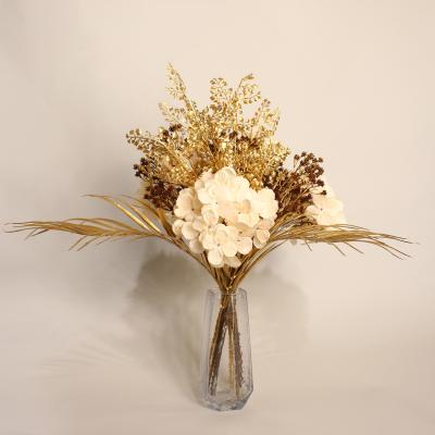 Dunelm Cream and Metallic Gold Hydrangea Bouquet Gold