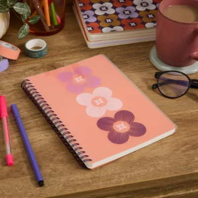 Dunelm Elements A5 Transparent Flower Notebook