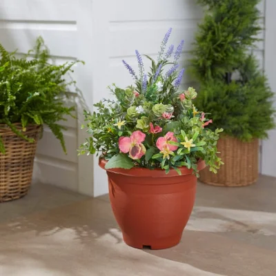 Dunelm Artificial Lavender and Pansy Arrangement
