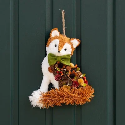 Dunelm Straw & Wood Shaving Fox Hanging Decoration