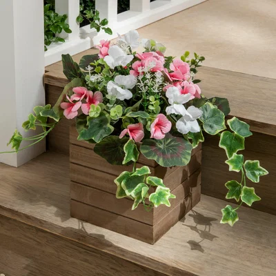 Dunelm Pansy Arrangement in Trough Pink