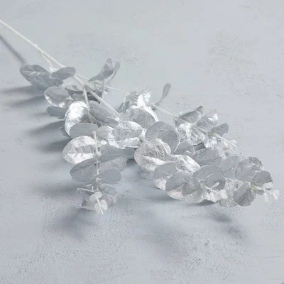 Dunelm Artificial Eucalyptus Silver Glitter Single Spray 90cm Silver