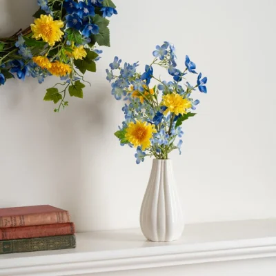 Dunelm Artificial Blue & Yellow Floral Arrangement