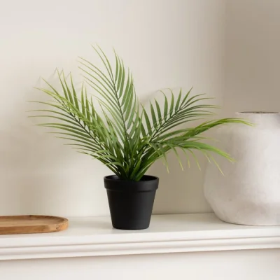 Dunelm Artificial Spiky Palm Plant in Black Plant Pot