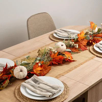 Dunelm Artificial Green & Orange Pumpkin Garland Green