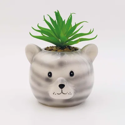 Dunelm Artificial Plant in Cat Pot Grey