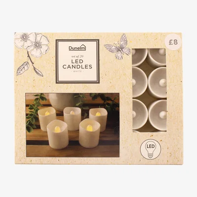Dunelm Pack of 20 White LED Candles White