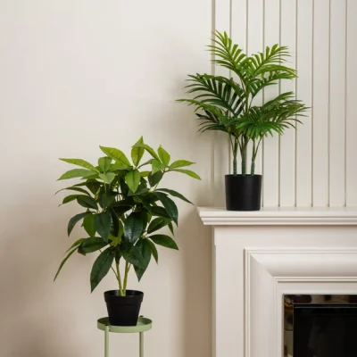 Dunelm Set of 2 Artificial Palm and Money Tree Plants