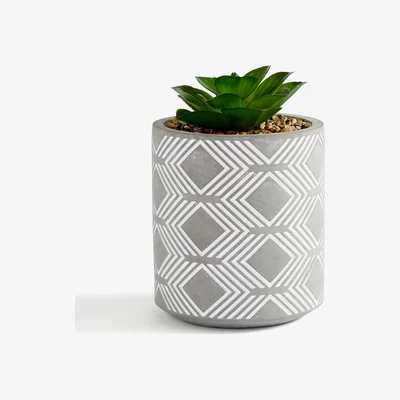 Dunelm Artificial Succulent in Grey Diamond Pot Grey