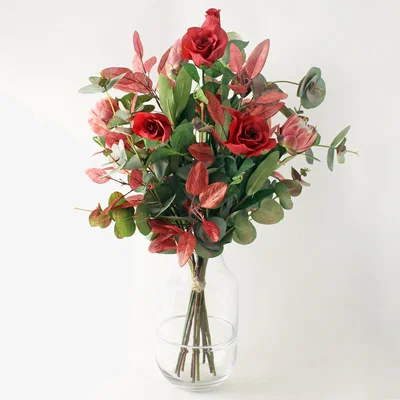 Dunelm Eucalyptus Rose and Protea Bouquet Red
