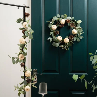 Dunelm Artificial Pumpkin & Eucalyptus Wreath and Garland MultiColoured