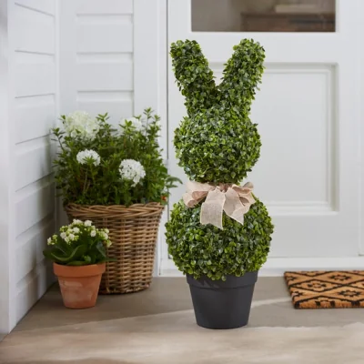 Dunelm Artificial Bunny Shaped Topiary With Bow