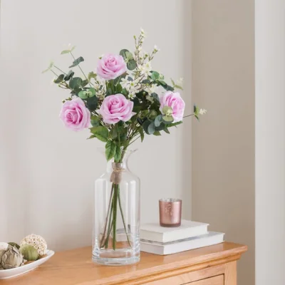 Dunelm Artificial Pink Rose & Waxflower Bouquet