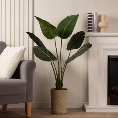 Dunelm Artificial Banana Palm Tree in Woven Basket Plant Pot Green