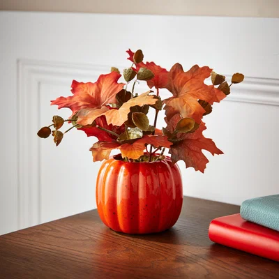 Dunelm Artificial Plant in Autumn Orange Pumpkin Pot Orange