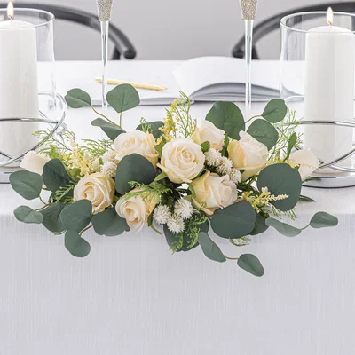 Dunelm Traditional Floral Wedding Swag 40cm Green/Yellow