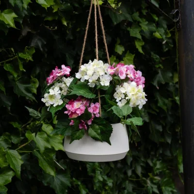 Dunelm Artificial Hanging Hydrangea in Plant Pot