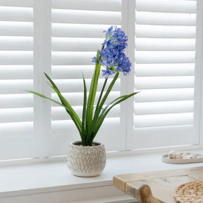 Dunelm Aritifical Agapanthus in Reactive Glaze Pot