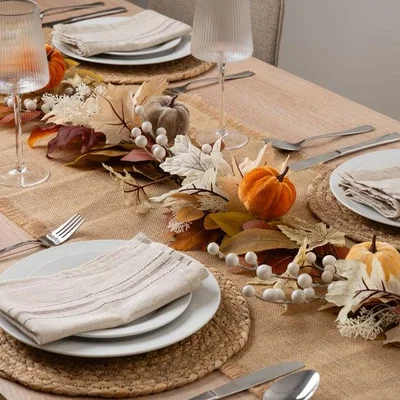 Dunelm Artificial Velvet Pumpkins & Foliage Garland
