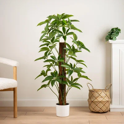 Dunelm Artificial Climbing Umbrella Plant in White Pot Green