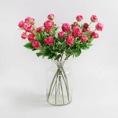 Dunelm Pack of 12 Artificial Rose Magenta Spray 63cm Pink