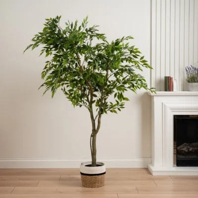 Dunelm Artificial Ficus Tree in Black Plant Pot