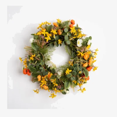 Dunelm Artificial Rustic Forsythia Poppy Wreath