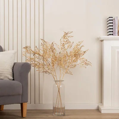 Dunelm Pack of 4 105cm Gold Delicate Artificial Fern Stems Gold